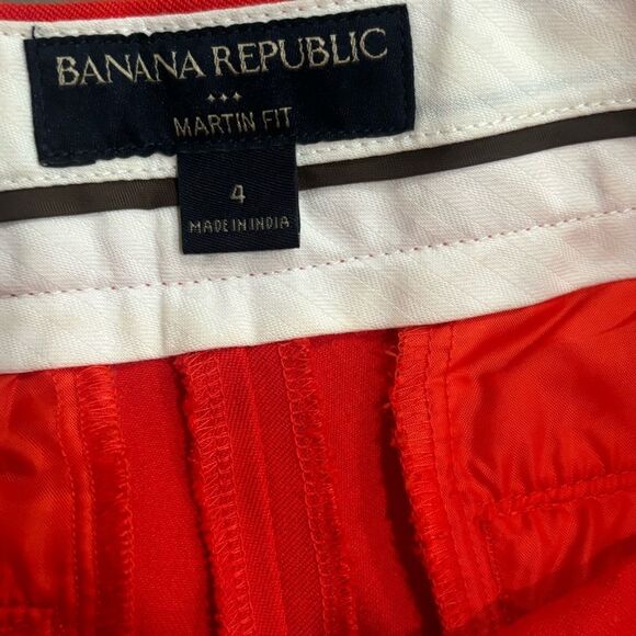 Banana Republic Martin Fit Preppy Dress Pants Orange Red Straight Leg Womans 4 - Picture 4 of 7